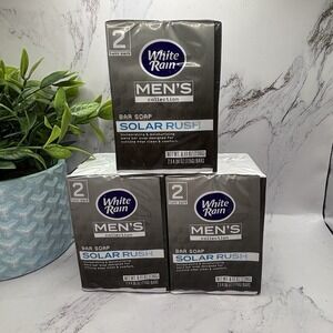 6 White Rain MEN'S SOLAR RUSH Bar Soap 3.17 oz. Moisturizing Bars 3 Packs Of 2‎